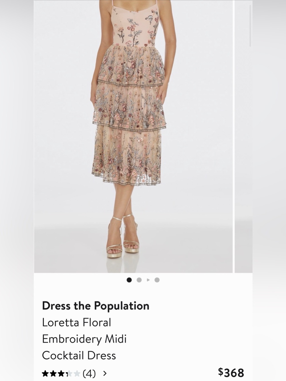 Embroidered Tiered Midi Dress in Dusty Rose - Picture 2 of 7